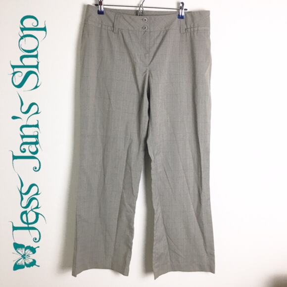 AB Studio Plaid Wide Leg Dress Pants Gray 12 - Picture 3 of 10